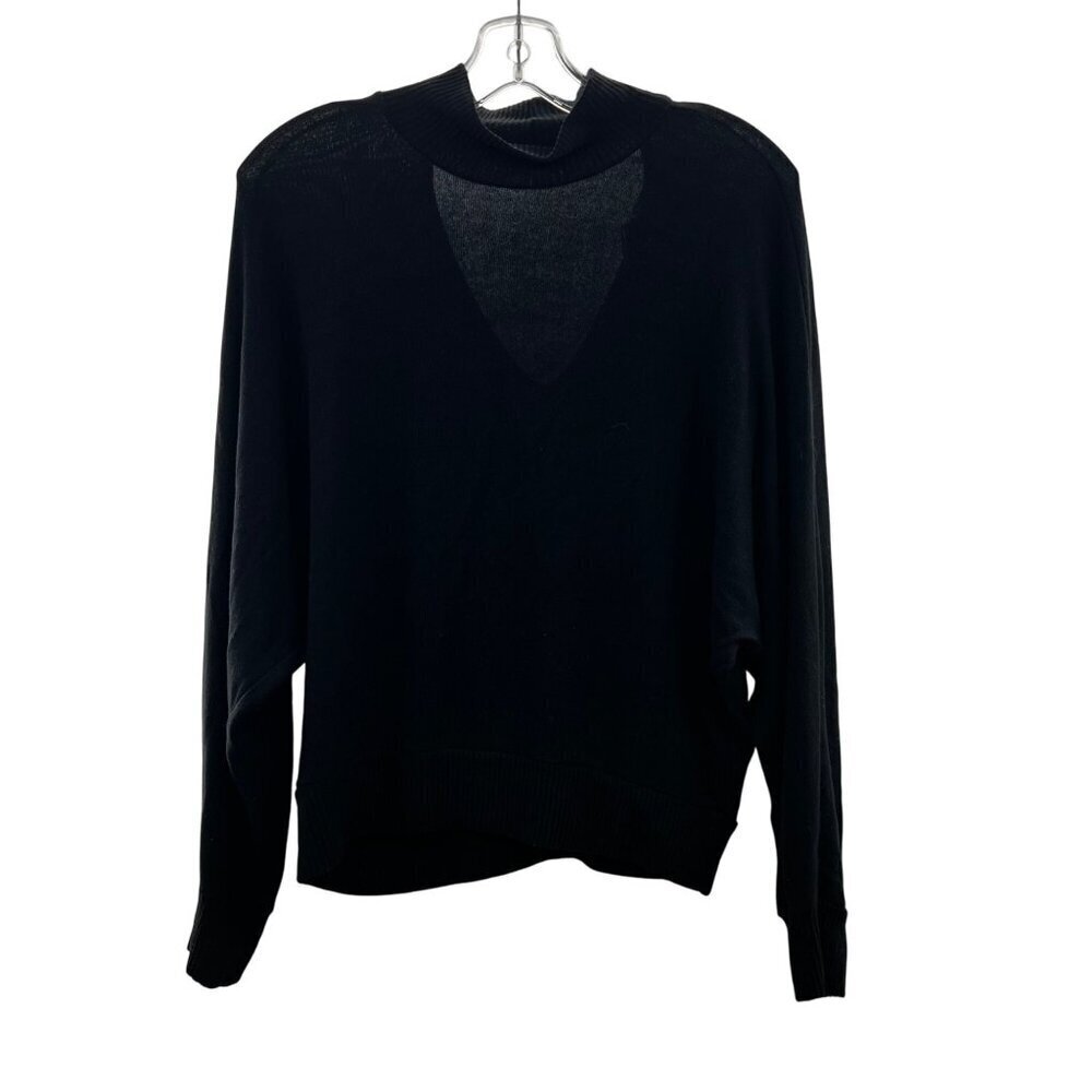 Whbm Women's Mock Neck Pullover Sweater Cut Out Back Black Size Medium